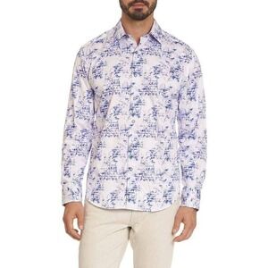 Robert Graham Mens Dress Shirt Size Medium Flip Cuff Artsy Ivy League Purple